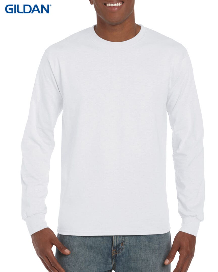 A white long sleeve shirt is shown.