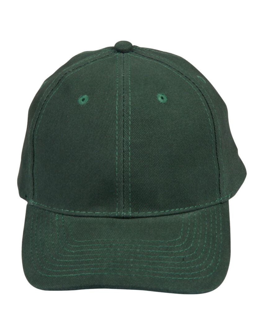 A green hat is shown with no logo.