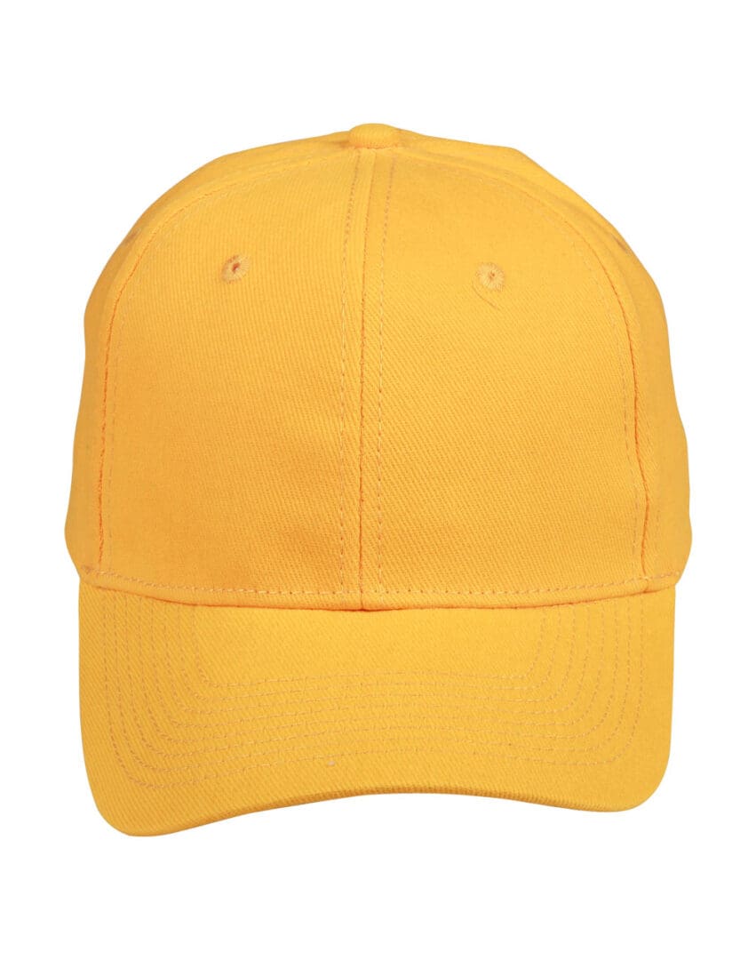 A yellow hat is shown from the front.