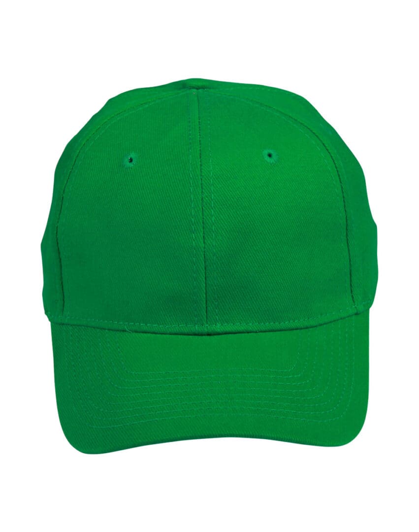 A green hat is shown from the front.