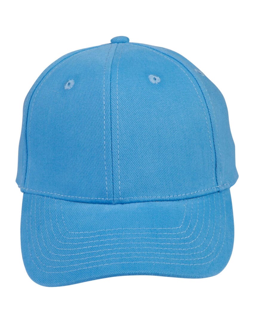 A blue hat is shown with no background.