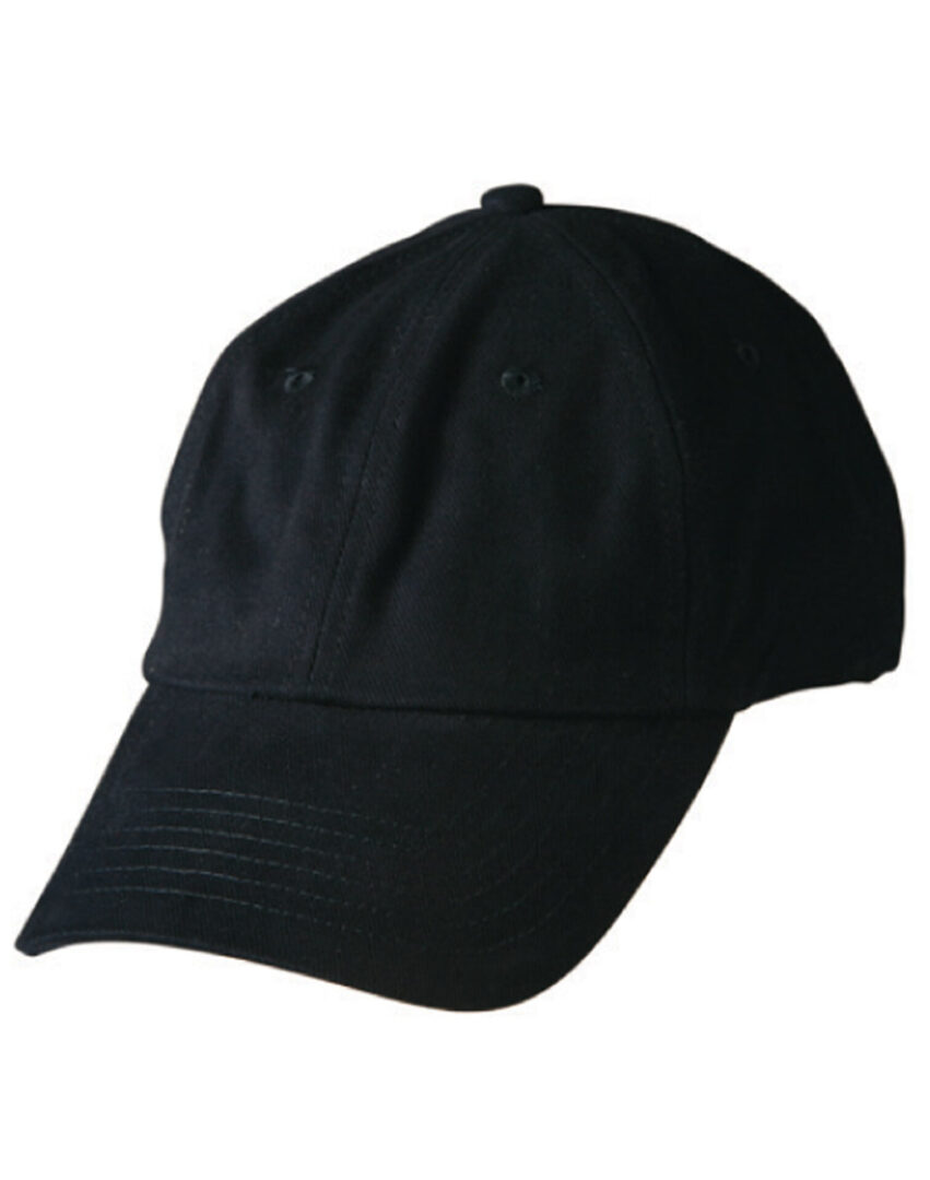 A black baseball cap is shown with no hat.