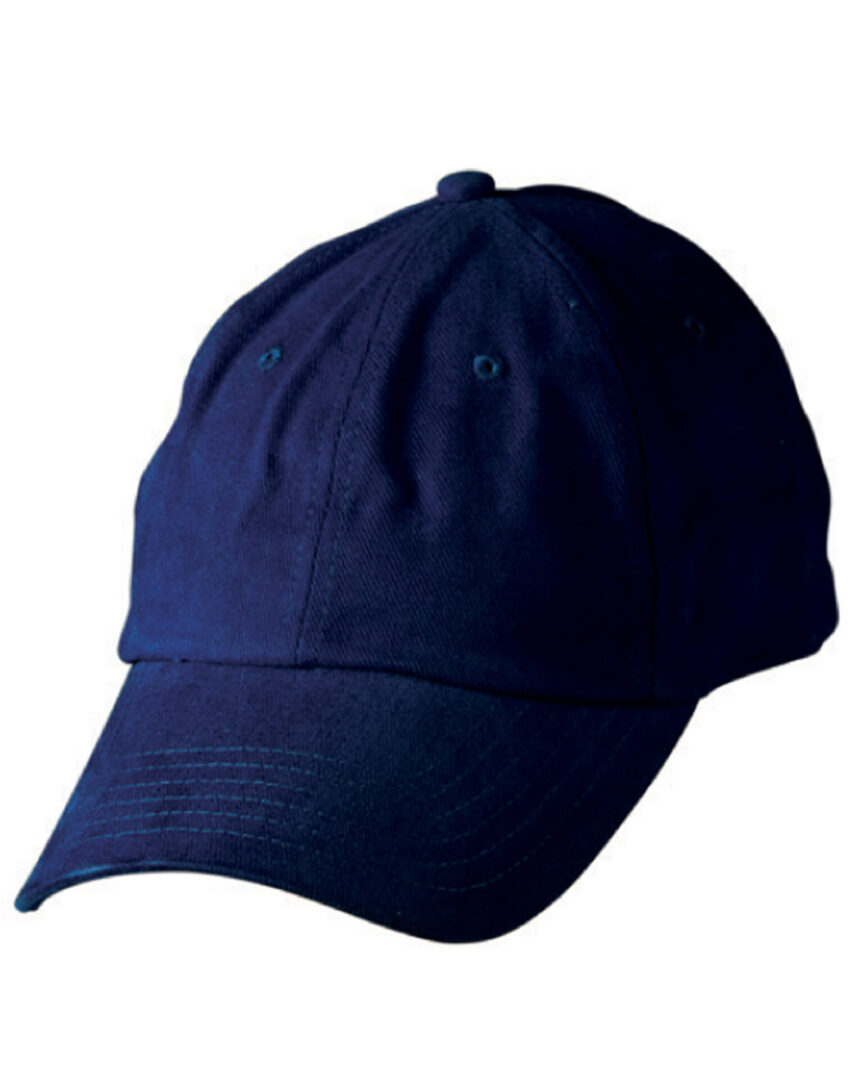 A blue baseball cap is shown with no hat.