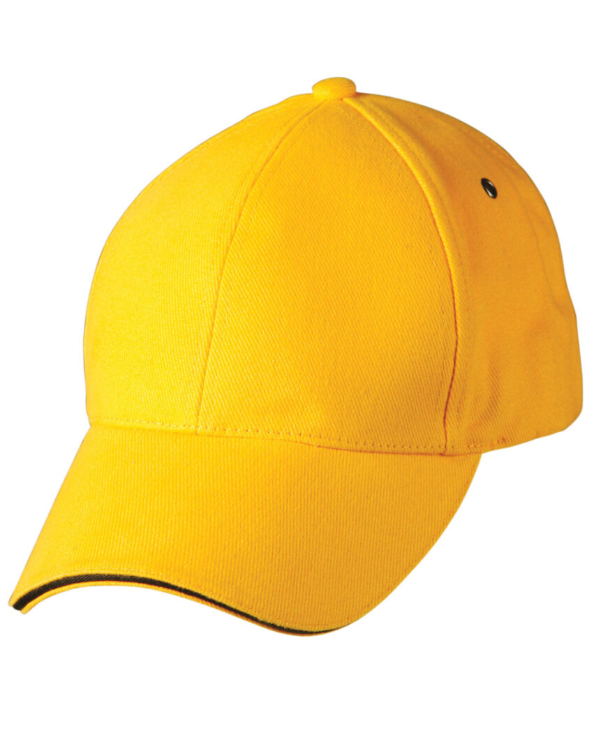 A yellow baseball cap is shown with no hat.