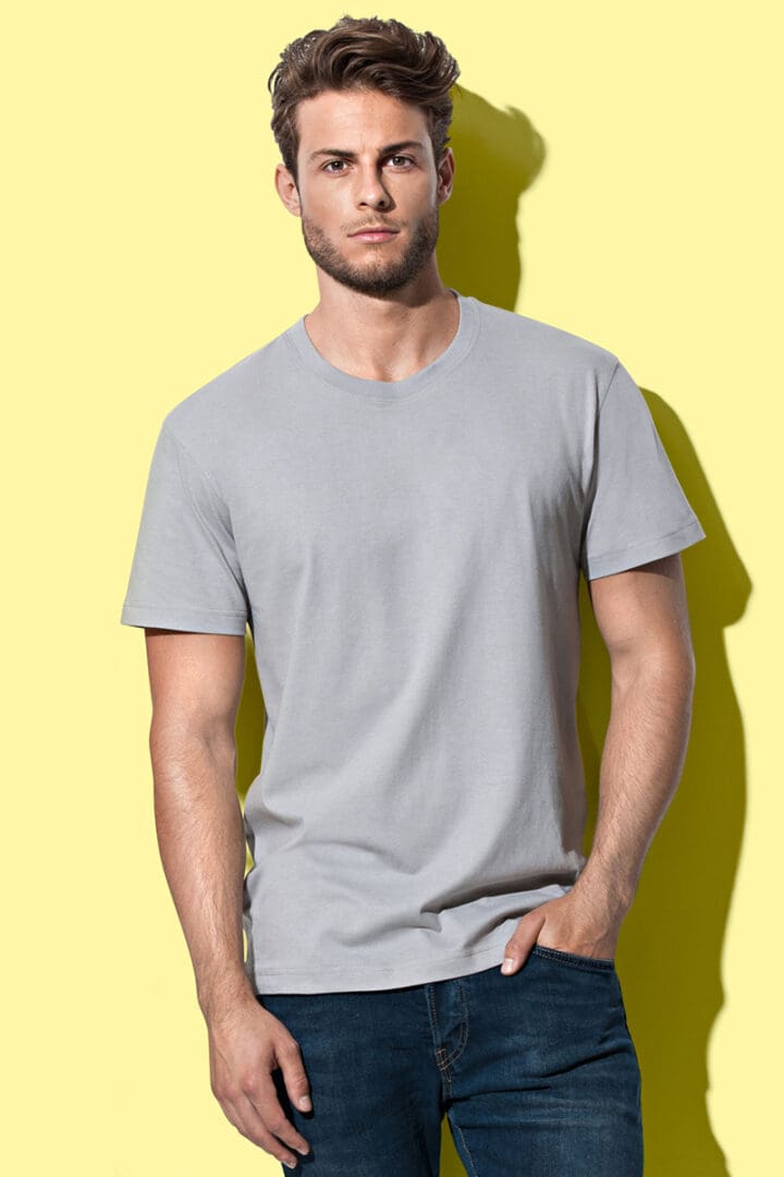 A man wearing jeans and a t-shirt