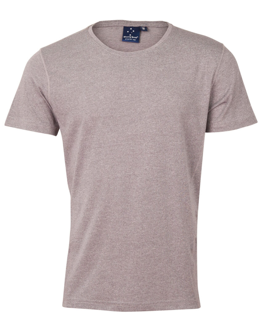 A light brown t-shirt with white dots on it.