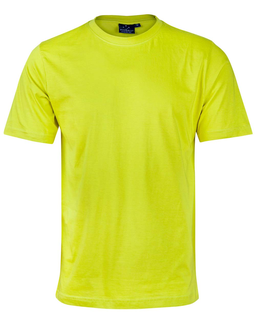 A neon yellow t-shirt is shown on a white background.