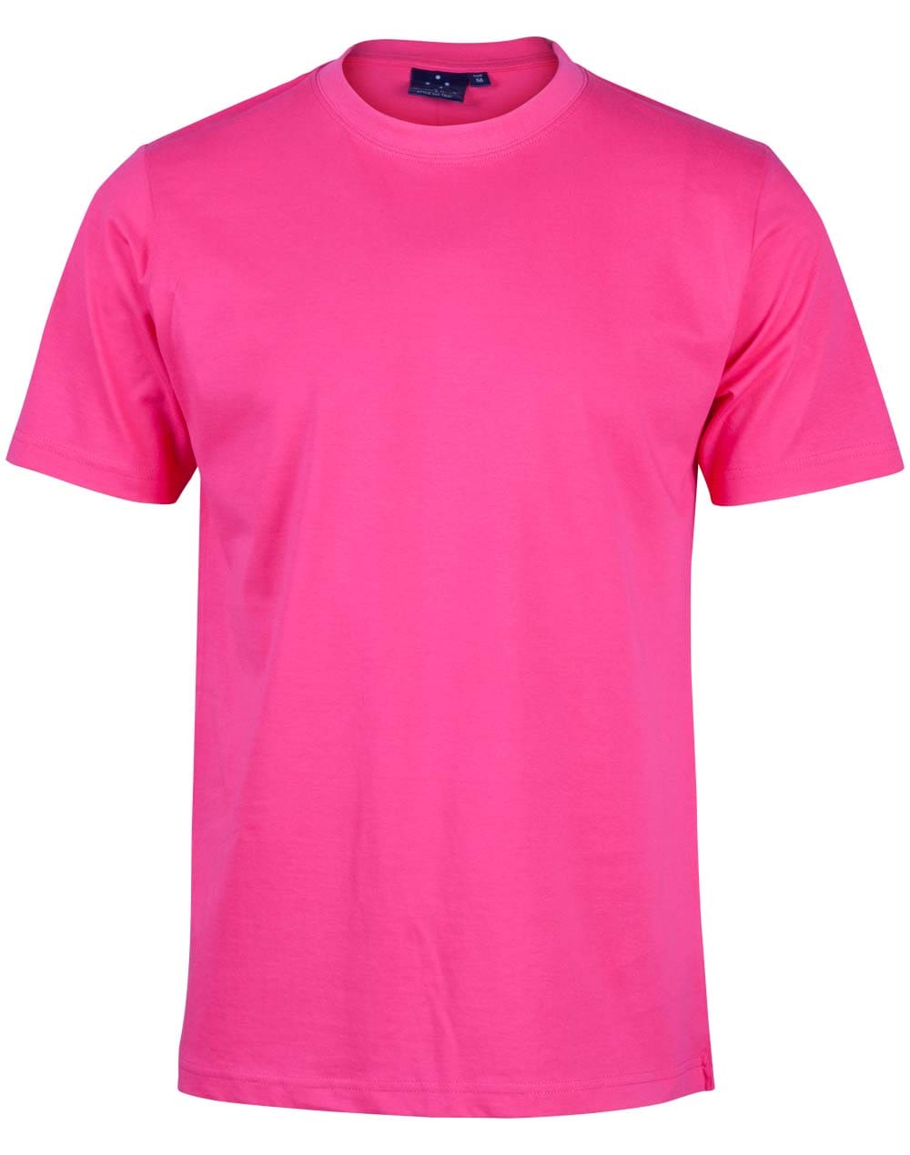 A pink t-shirt is shown with no background.