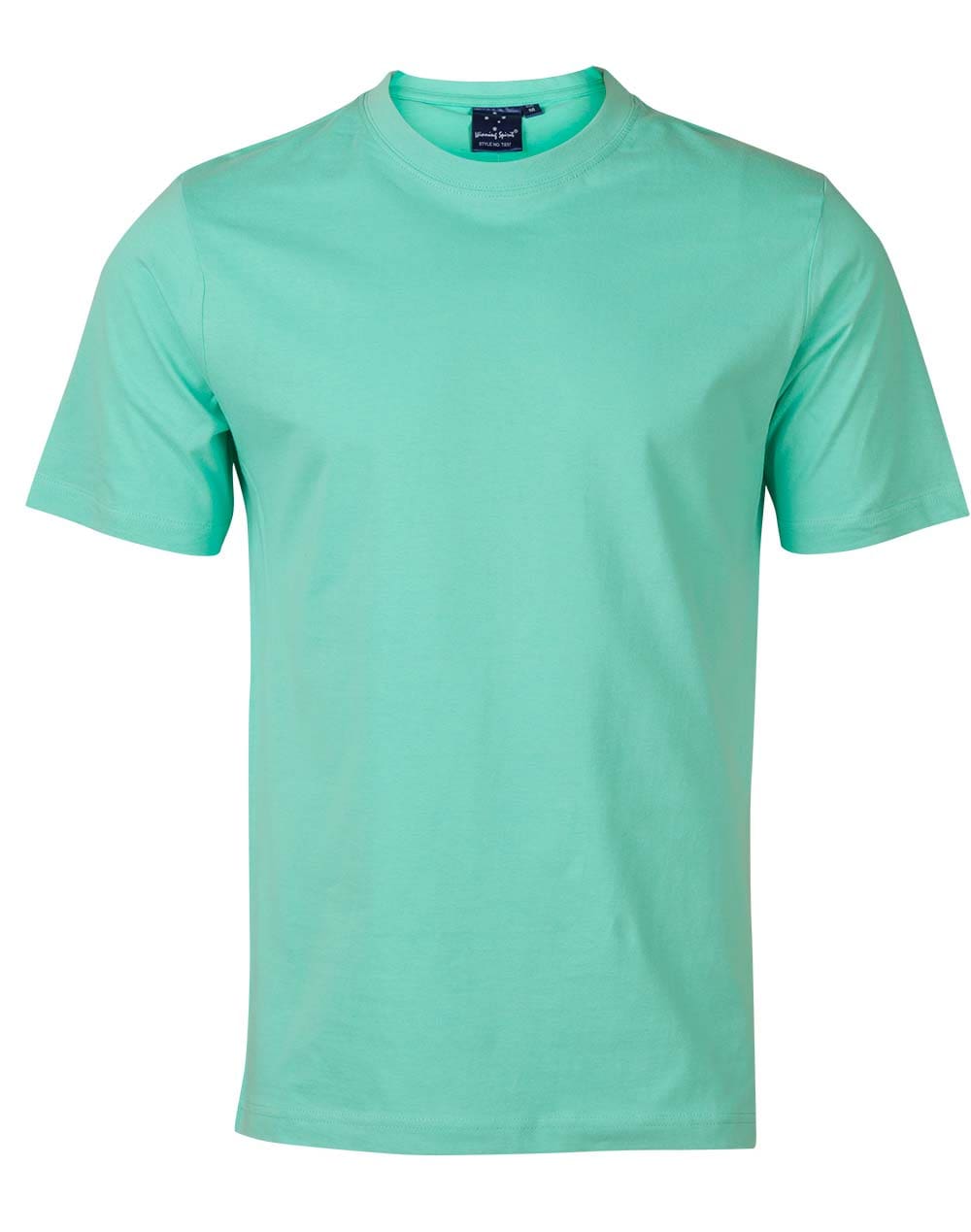 A green t-shirt is shown with no background.